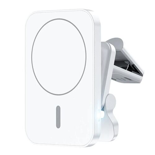 Chargeur De Voiture Magnétique Sans Fil - 15w Magsafe, Indicateur Led, Blanc