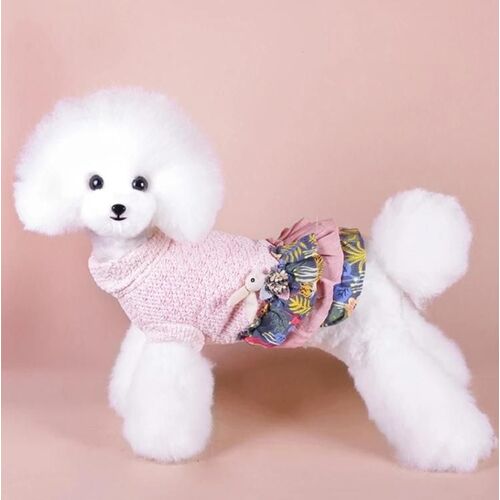 Jupe Pour Animaux De Compagnie - Automne Hiver Petits Vêtements Pour Chien Pour Peluche, Bichon, Yorkie - Xs Rose Rose