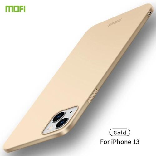 Coque rigide ultra-mince pour iPhone 13 - PC givré,finition dorée,or MOFI