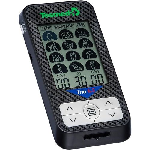 Tesmed Trio 6.5: Électrostimulateur Musculaire Rechargeable Par Usb - 36 Programmes, 40 Niveaux D'intensité, 4 Électrodes - Ems, Tens Et Massage - Idéal Pour Fitness Et Thérapie De La Douleur