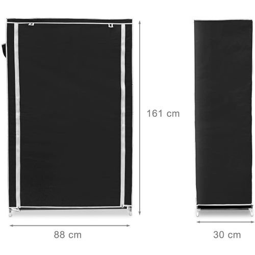 Relaxdays Meuble À Chaussures Valentin Housse Tissu Étagère Armoire Chaussures 10 Étages Dimensions Hxlxp 161 X 88 X 30 Cm Pour 45 Paires De Chaussures Fermeture Éclair, Noir