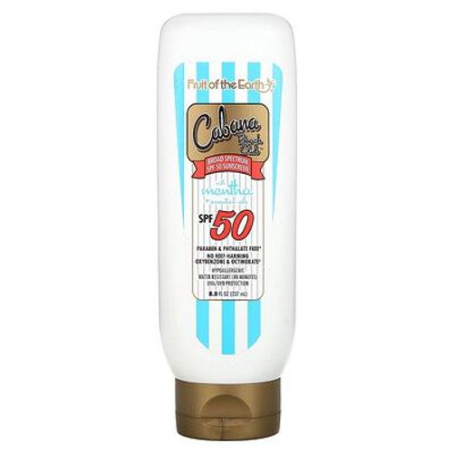 Fruit Of The Earth Tabana Beach Club, Écran Solaire À Large Spectre Fps 50 Avec Menthe Et Huiles Essentielles, 237 Ml