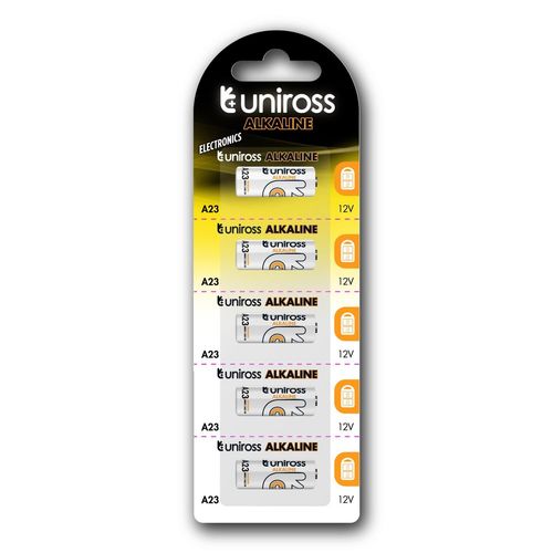 UNIROSS Pack de 5 Piles Alcaline A23, GP23A, V23GA, LRV08, 8LR932, 8LR23, MN21, 12V