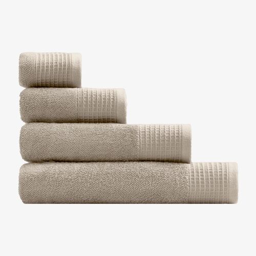 Serviette en coton éponge avec bordure Claritone Tapioca Beige
