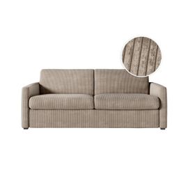 Canapé Convertible Express Agathe 140x190cm En Velours Côtelé - Matelas Épaisseur 13cm - Taupe