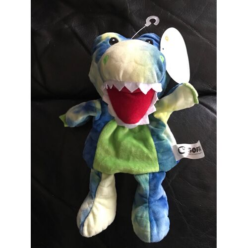 Doudou Peluche Marionnette Dinosaure Bleu Vert Goffa 25cm