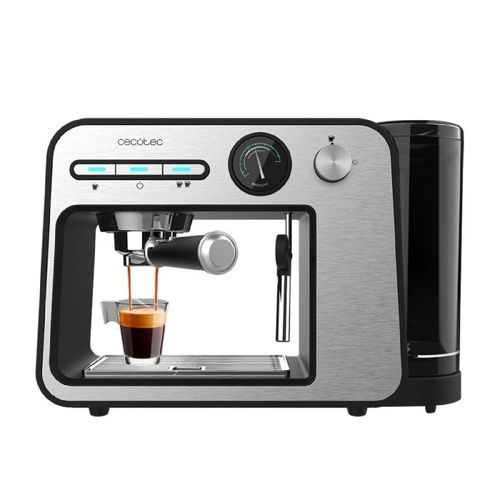 Machine à expresso Cecotec Power Espresso 20 Square Pro - 1450 W, 20 bars, Thermoblock, Vaporisateur, 2 tasses de café, Réservoir d'eau amovible de 1 litre, Plaque chauffe-tasses.
