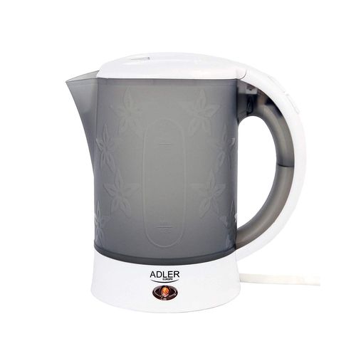 Bouilloire Électrique de Voyage 0,6L Sans BPA, Arrêt Automatique Résistance Inox, 900W, Blanc/Gris, Adler, AD1268