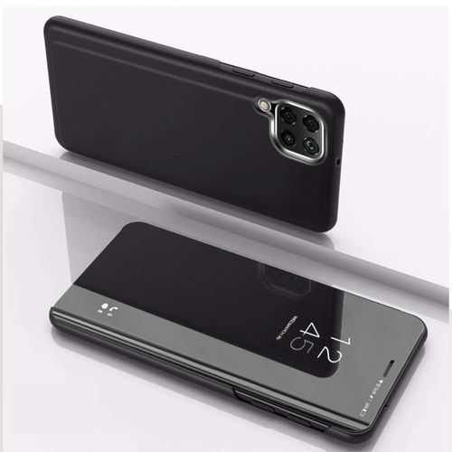 Housse Pour Samsung Galaxy M33 5g - Etui Coque Portefeuille Clear View Miroir + Verre Trempe - Noir