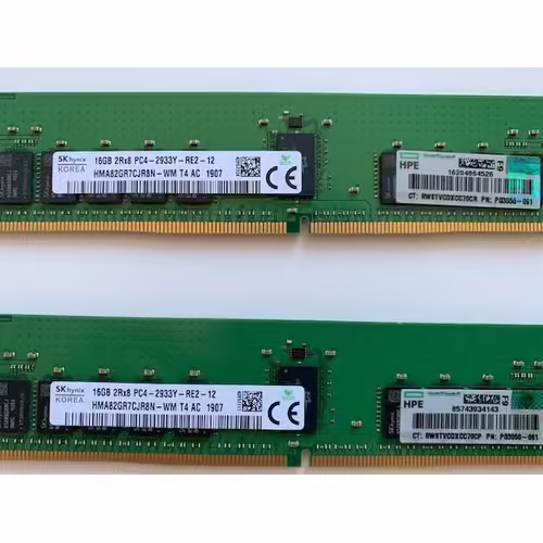 Lot de deux barettes mémoire ECC DDR4 HP 16Go 2933Mhz pour serveur