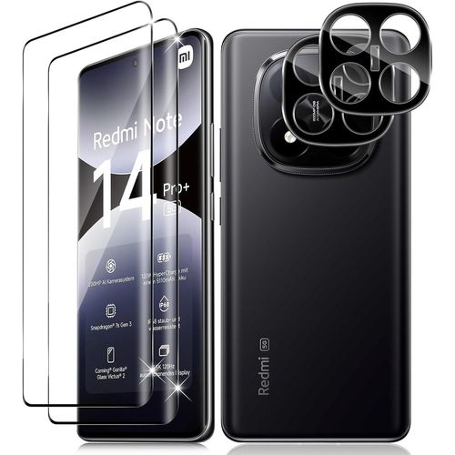 CAUC-Verre Trempé pour Xiaomi Redmi Note 14 Pro Plus 5G, 2+2 Pièces 3D Couverture Film Protection écran et Caméra Arrière Protecteur, 9H Dureté Haute Définition Résistant aux Rayures