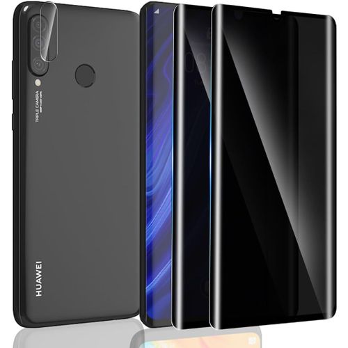 CAUC-Verre Trempé Pour Huawei P30 Pro Anti-Espion 2 Pièces + 1 Pièces Arrière Caméra, 9H, Anti Rayures, Sans Bulles, 3D Couverture Complète Protection Écran pour Huawei P30 Pro