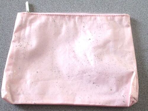 Trousse/pochette en tissu synthétique rose semé d'argenté- fermeture éclair- 21x16cm-pour ranger maquillage, petits objets ou trésors- Yves Rocher