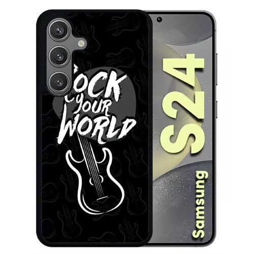 Coque Pour Galaxy S24 - Rock Your World Fond Noir - Silicone - Noir