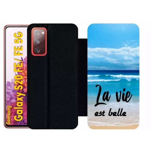 Etui À Rabat Pour Galaxy S20 Fe 5g - La Vie Est Belle Fond Mer - Simili-Cuir - Noir