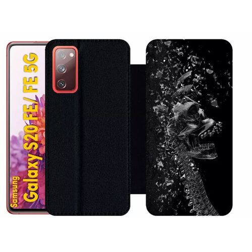 Etui À Rabat Pour Galaxy S20 Fe 5g - Squelette Verre Bris - Simili-Cuir - Noir