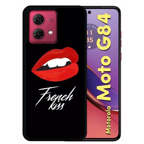 Coque Pour Motorola Moto G84 - French Kiss Bouche - Silicone - Noir