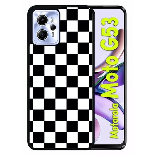 Coque Pour Motorola Moto G53 - Dammier Noir Et Blanc - Silicone - Noir