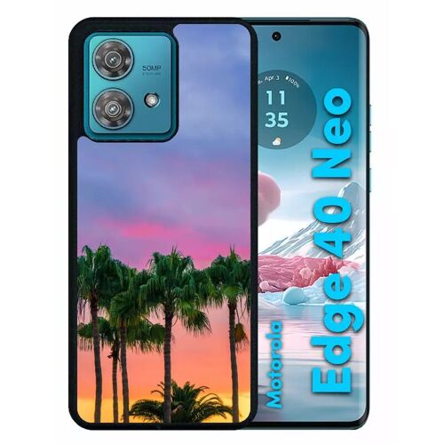 Coque Pour Motorola Edge 40 Neo - Palmiers Los Angeles - Silicone - Noir