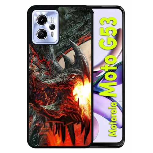 Coque Pour Motorola Moto G53 - Dragon - Silicone - Noir