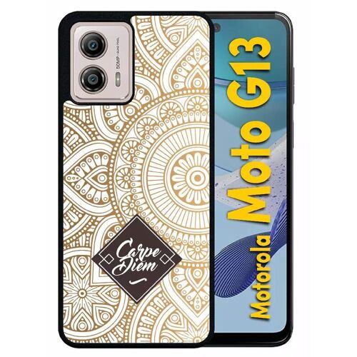 Coque Pour Motorola Moto G13 - Carpe Diem Modif Orient Fond Blanc - Silicone - Noir