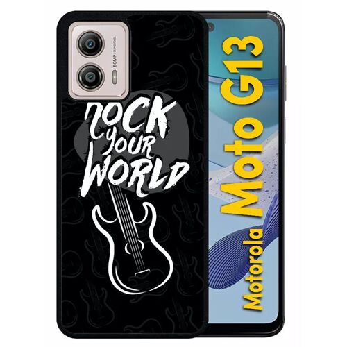 Coque Pour Motorola Moto G13 - Rock Your World Fond Noir - Silicone - Noir