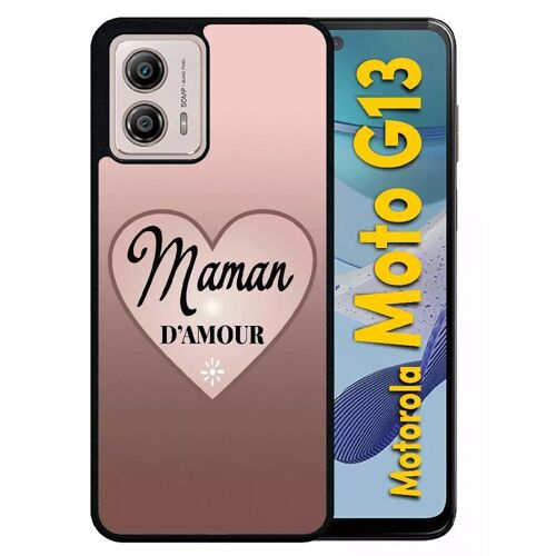 Coque Pour Motorola Moto G13 - Maman D Amour Dgrad De Rose - Silicone - Noir