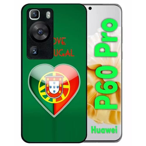 Coque Pour Huawei P60 Pro - Coeur Love Portugal - Silicone - Noir