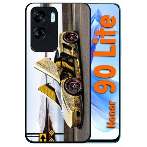 Coque Pour Honor 90 Lite - Tuning Voiture Jaune - Silicone - Noir
