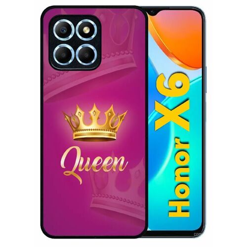 Coque Pour Honor X6 - Queen Fond Rose - Silicone - Noir