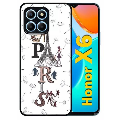 Coque Pour Honor X6 - Paris Fond Blanc - Silicone - Noir
