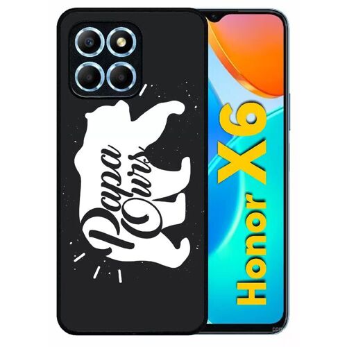 Coque Pour Honor X6 - Papa Ours Fond Noir - Silicone - Noir