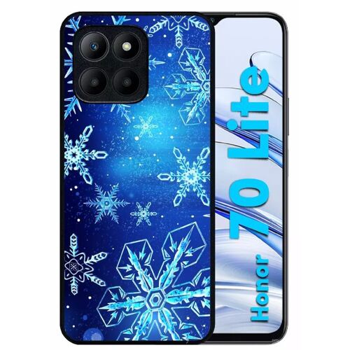 Coque Pour Honor 70 Lite - Flocon De Neige Fond Bleu Nuit - Silicone - Noir