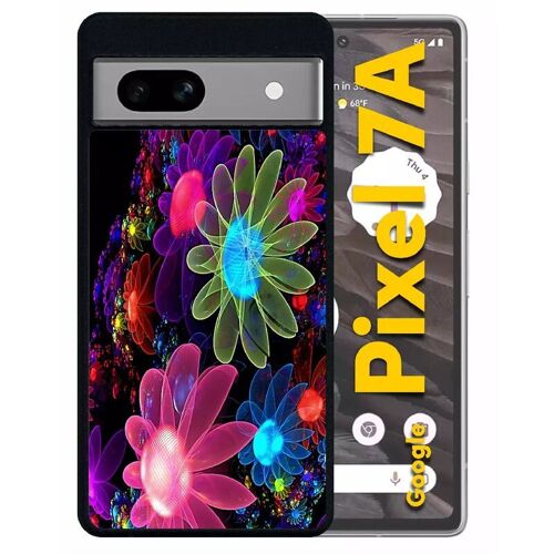 Coque Pour Pixel 7a - Fleurs 3d Colorées - Silicone - Noir