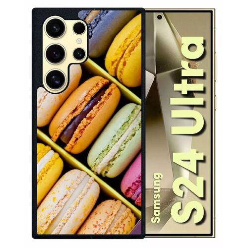Coque Pour Galaxy S24 Ultra - Boite De Delicieux Macarons - Silicone - Noir