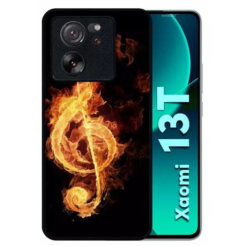 Coque Pour Xiaomi 13t - Clef De Sol En Feu - Silicone - Noir