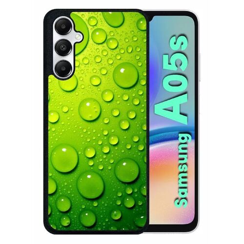Coque Pour Galaxy A05s - Goutte D Eau Verte - Silicone - Noir