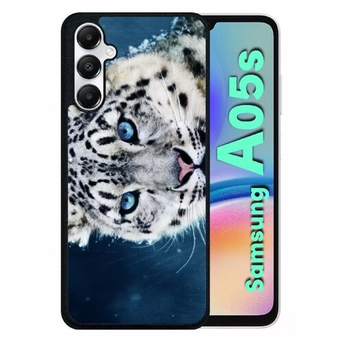 Coque Pour Galaxy A05s - Tigre Blanc Yeux Bleus - Silicone - Noir
