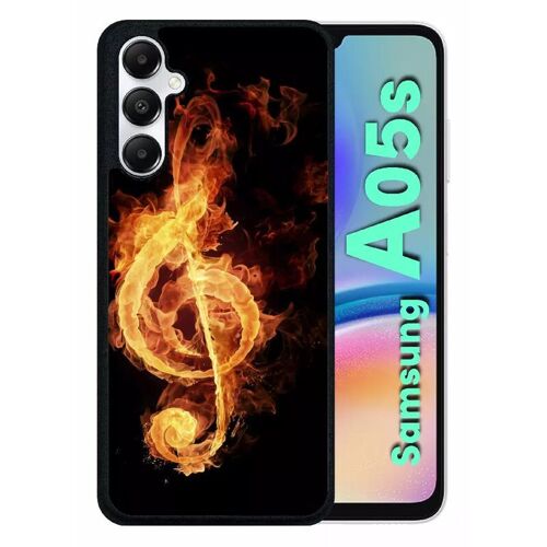 Coque Pour Galaxy A05s - Clef De Sol En Feu - Silicone - Noir
