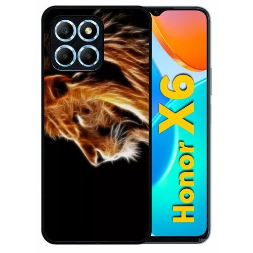 Coque Pour Honor X6 - Tete De Lion Aerographe - Silicone - Noir