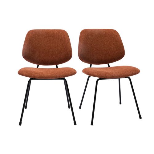 Chaises Design En Tissu Effet Velours Terre Brûlée Et Métal Noir (Lot De 2) Barnet