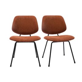 Chaises Design En Tissu Effet Velours Terre Brûlée Et Métal Noir (Lot De 2) Barnet