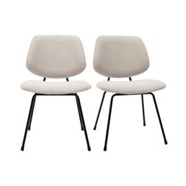Chaises Design En Tissu Effet Velours Beige Et Métal Noir (Lot De 2) Barnet