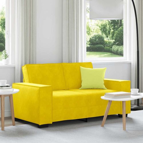 Vidaxl Canapé À 2 Places Jaune 120 Cm Velours
