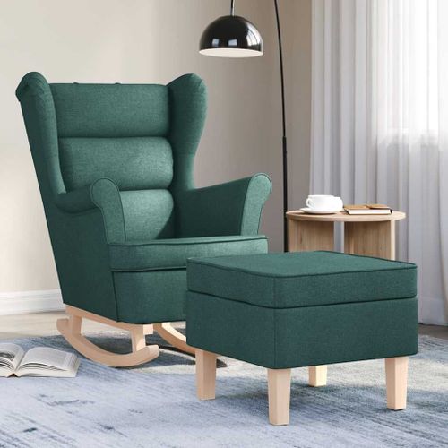 Vidaxl Chaise À Bascule Avec Repose-Pied Vert Foncé Tissu