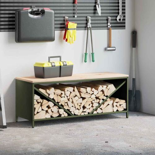 Vidaxl Étagère À Bois De Chauffage Avec Plateau En Bois Vert Olive