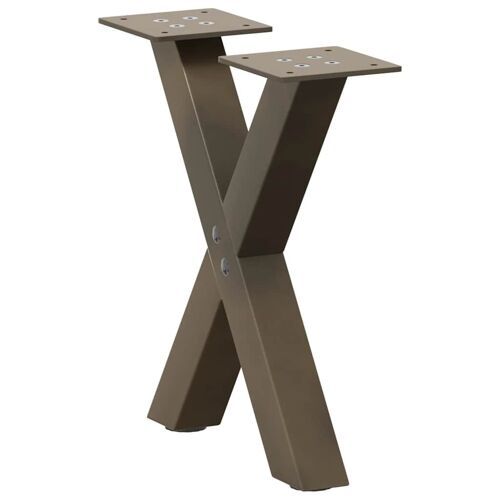 vidaXL Pieds de table basse forme de X 2pcs acier naturel 37x(30-31)cm