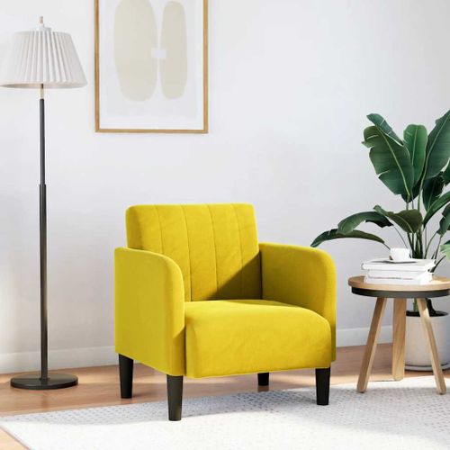 Vidaxl Fauteuil Avec Accoudoirs Jaune 54 Cm Velours