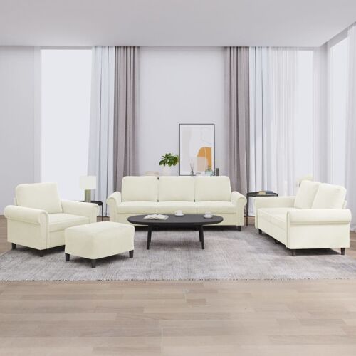 vidaXL Ensemble de canapés 4 pcs avec coussins Crème Velours