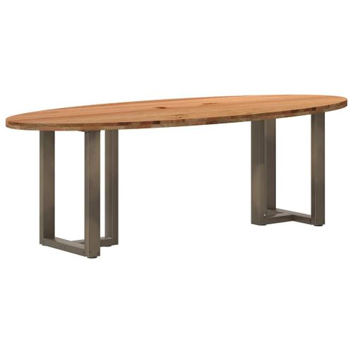 Vidaxl Table À Manger Marron Clair Bois De Chêne Massif Ovale